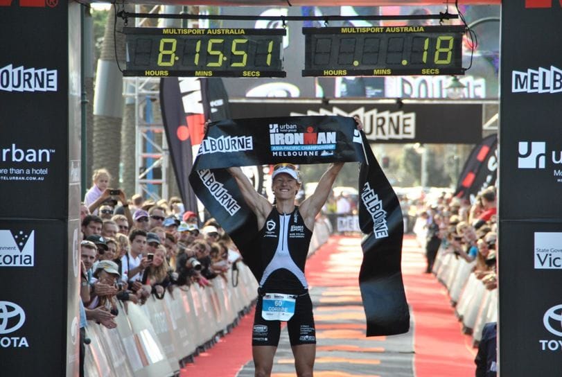 Corrine Abraham from Great Britain wins Ironman Melbourne 2013